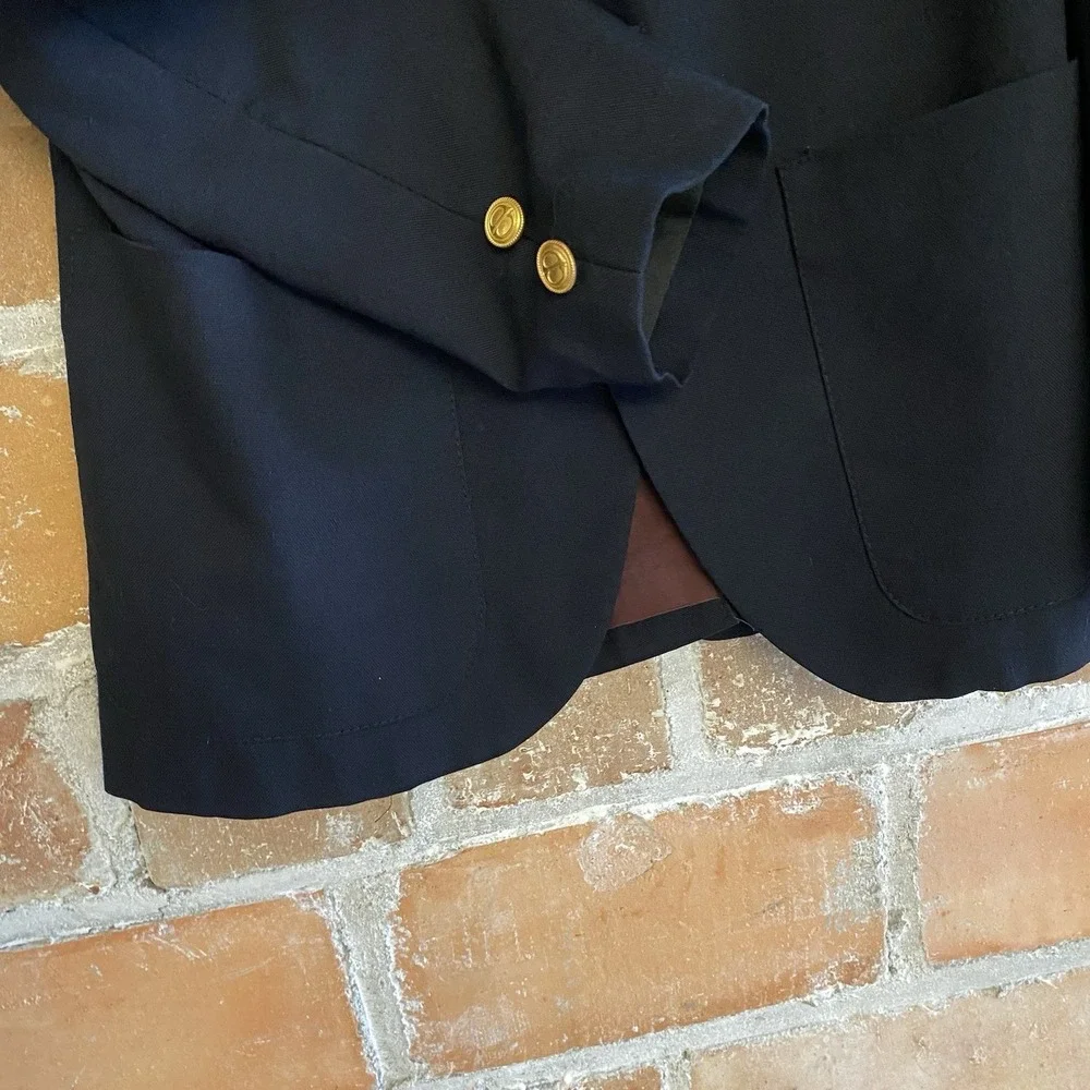 Vintage Christian Dior Jeune Homme Blazer Navy Gold Buttons Wool Boys Size 10